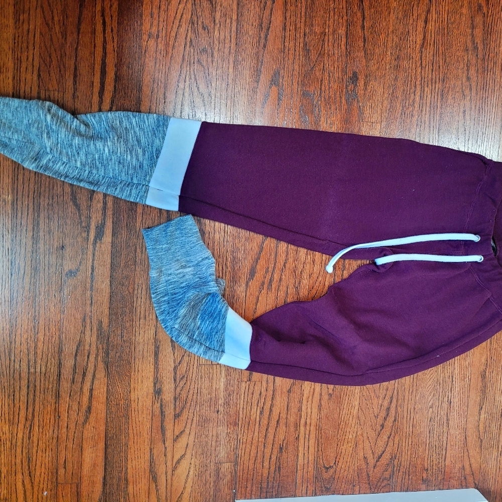 Purple color block sweatpants